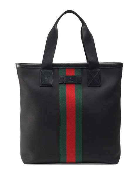 gucci large black tote|Gucci black canvas tote.